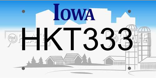 HKT333 Iowa License Plate