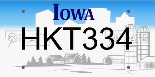 HKT334 Iowa License Plate