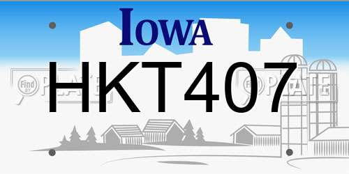HKT407 Iowa License Plate
