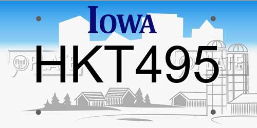 HKT495 Iowa License Plate