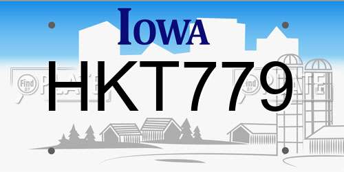 HKT779 Iowa License Plate