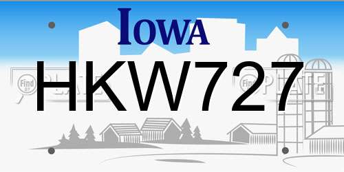 HKW727 Iowa License Plate