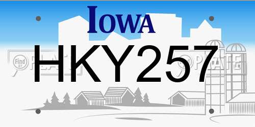 HKY257 Iowa License Plate