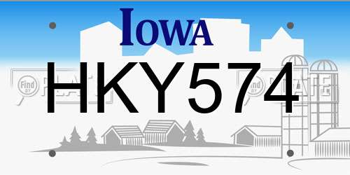 HKY574 Iowa License Plate