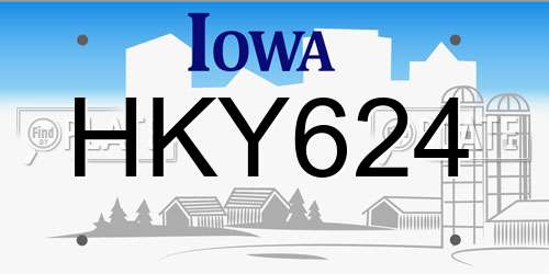 HKY624 Iowa License Plate