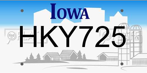 HKY725 Iowa License Plate