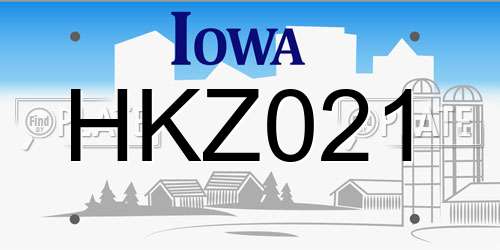 HKZ021 Iowa License Plate