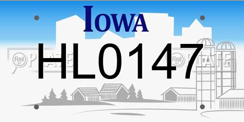 HL0147 Iowa License Plate