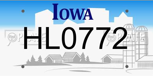 HL0772 Iowa License Plate