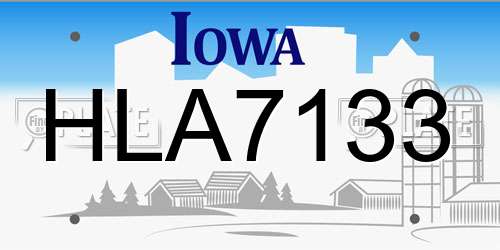 HLA7133 Iowa License Plate