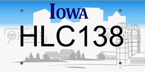 HLC138 Iowa License Plate