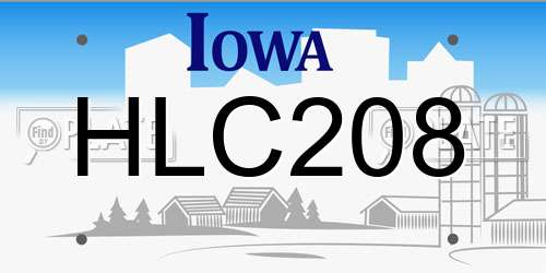 HLC208 Iowa License Plate