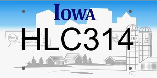 HLC314 Iowa License Plate
