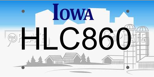 HLC860 Iowa License Plate