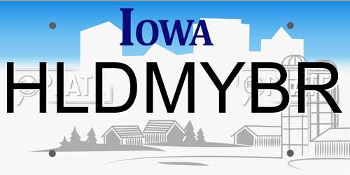 HLDMYBR Iowa License Plate