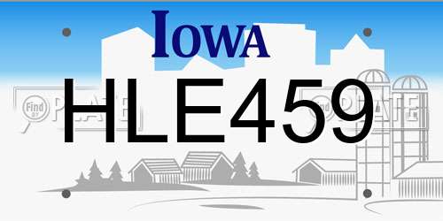 HLE459 Iowa License Plate
