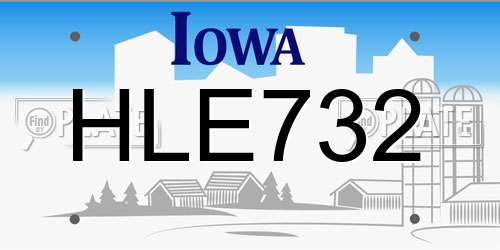 HLE732 Iowa License Plate