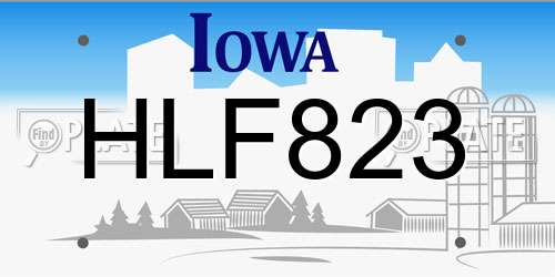 HLF823 Iowa License Plate