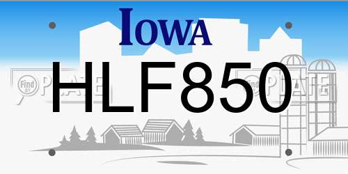 HLF850 Iowa License Plate