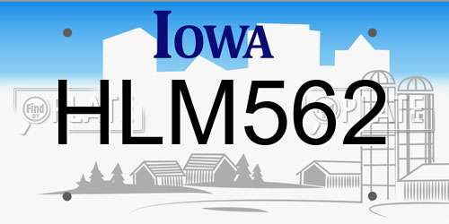 HLM562 Iowa License Plate