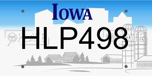 HLP498 Iowa License Plate