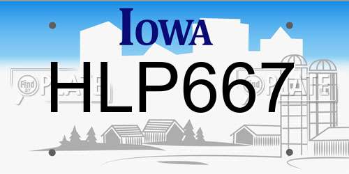 HLP667 Iowa License Plate
