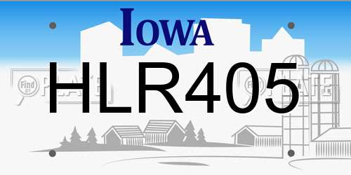 HLR405 Iowa License Plate