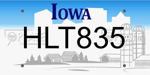 HLT835 Iowa License Plate