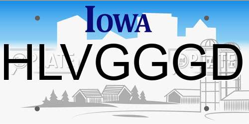 HLVGGGD Iowa License Plate