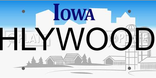 HLYWOOD Iowa License Plate