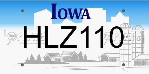 HLZ110 Iowa License Plate