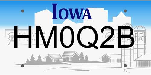 HM0Q2B Iowa License Plate