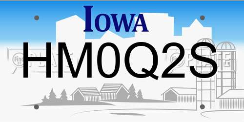 HM0Q2S Iowa License Plate