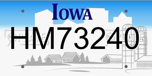 HM73240 Iowa License Plate