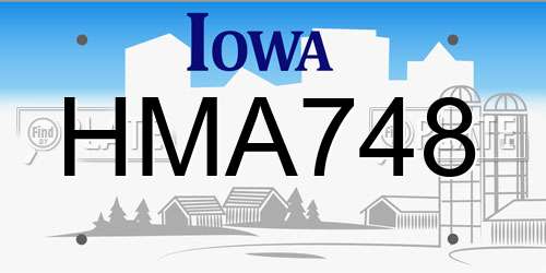 HMA748 Iowa License Plate