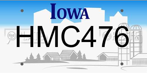 HMC476 Iowa License Plate