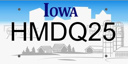 HMDQ25 Iowa License Plate