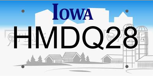 HMDQ28 Iowa License Plate