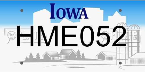 HME052 Iowa License Plate