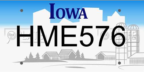 HME576 Iowa License Plate
