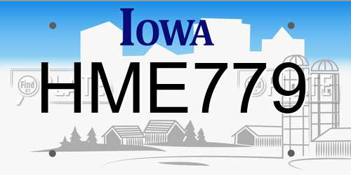 HME779 Iowa License Plate
