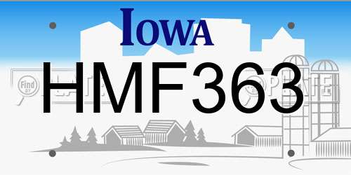 HMF363 Iowa License Plate