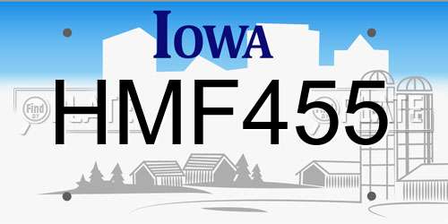 HMF455 Iowa License Plate