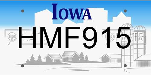 HMF915 Iowa License Plate