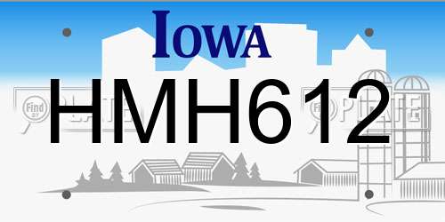 HMH612 Iowa License Plate