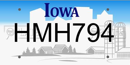 HMH794 Iowa License Plate