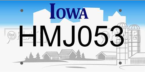 HMJ053 Iowa License Plate