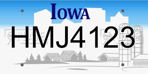 HMJ4123 Iowa License Plate