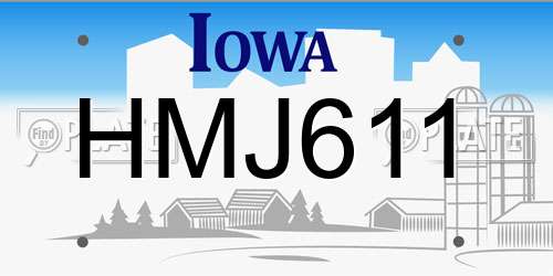 HMJ611 Iowa License Plate