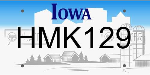 HMK129 Iowa License Plate